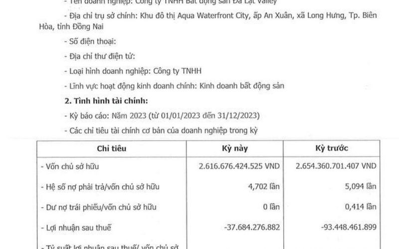 Công ty Bất động sản Đà Lạt Valley liên tục thua lỗ, nợ gần 12.300 tỷ đồng